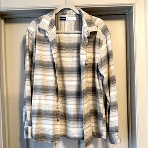 Old Navy Men's Lightweight Plaid Shirt  - Grey and White